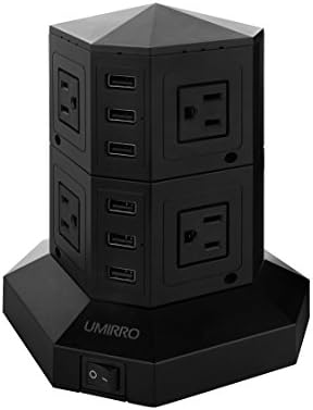 Umirro Home Office Surge Protector 8 Outlets with 6 USB Charging Ports (5V, 8A in Total) - Black