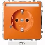Merten MEG2303-4002 SCHUKO-Steckd. f. Sonderstromkr. m. Ko.Licht u. Schriftf., ZSV, orange, Sys. Fl.
