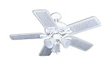 Clairion Comfort Plus 46-Inch Air Cleaning Ceiling Fan with Light Kit, White