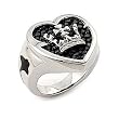 Hematite Stingray Heart And Crown Ring