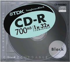 TDK CD-Rデータ用700MB 32倍速 ブラック 10mm厚ケース入り [CD-R80EBKS]
