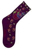 Laurel Burch Blossoming Cats Sole Mates Socks Magenta