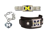 Michigan Wolverines ProStarter/Leather Cuff /Heart Charm Chain Bracelet Package