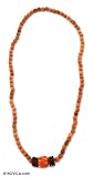 Calcite and wood long necklace, 'Nuances' 0.8 W 31.5 L