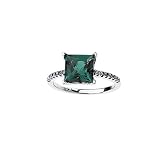 14K White Gold 1 6 ct. Diamond and 8 MM Square Shaped Chatham Emerald (Created) Ring