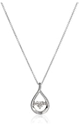 Sterling Silver Diamond Dancing Teardrop Pendant Necklace (0.01cttw), 18"