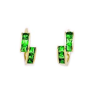 Buy 14K Yellow Gold Emerald CZ Square Huggy Earrings by Body Candy