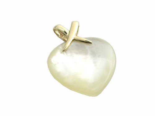318FvP98MyL White Mother Of Pearl Enduring Heart Pendant, 14k Gold