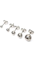 Sterling Silver Round Ball Stud Earrings 5 Pair Set with Matching Backings, 2mm, 3mm, 4mm, 5mm, & 6mm, By Regetta Jewelry