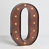 12" - Rustic Brown - Metal - Battery Operated - LED - Lighted Letter "O" | Gerson Wall Decor (92683)