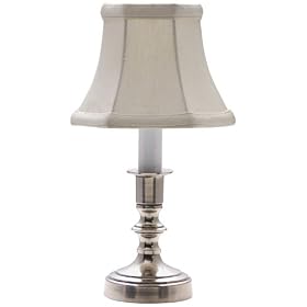 Pewter White Shade Candle Light Accent Lamp by Universal Lighting and Decor