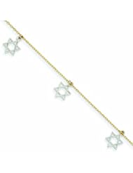Genuine 14K Two-Tone Polished Star Of David Bracelet 7.25 Inches 2 Grams Of Gold 100% Satisfaction Guaranteed.