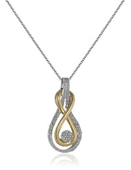 18k Gold Plated Sterling Silver Diamond Twist Pendant Necklace (1/4 Cttw, I-J Color, I2-I3 Clarity), 18"