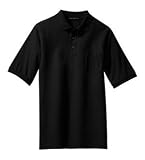 NEW Port Authority - Silk Touch Pique Knit Sport Shirt with Pocket Black-2XL