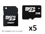 5-pack 2GB 2 GB Gig MicroSD Micro SD Memory Card for BlackBerry Pearl/Curve/Bold/Storm/Tour, Samsung, Nokia, LG, Motorola, HTC, Palm Smartphone, Sony Ericsson Mobile Phone / Garmin nuvi, rino, streetpilot, eTrex, zumo GPS
