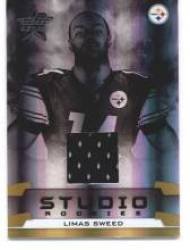 2008 Leaf Rookies and Stars Studio Rookies Materials #8 Limas Sweed - Pittsburgh Steelers (RC ? Rookie Card - Piece of Authentic Game-Worn Jersey - Serial #'d to 250) (Football Cards)