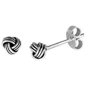 Tiny Sterling Silver Knot Stud Earrings