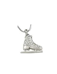 Beautiful Small Rhodium Plated Ice Skate Figure Skater Crystal Pendant/necklace (Style 2)