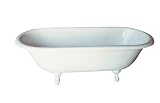 69" DOUBLE ENDED CLAWFOOT TUB, Extra large fiberglass bath tub - White feet