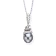 Fresh Water Gray Pearl and 0.04 ct. Diamond Pendant with Chain in 14K White Gold