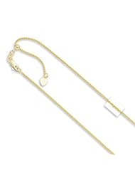 10K 22" Yellow Gold 1.0mm Diamond Cut Adjustable Wheat Chain with Lobster Clasp