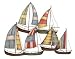 6 Sailboats Metal Wall Art Sculpture 33"w, 26"h