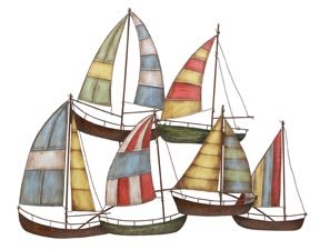 6 Sailboats Metal Wall Art Sculpture 33