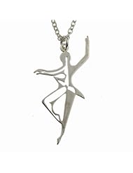 Dancer for Peace Delicate Filigree Silver Dipped Pendant Necklace on 18" Rolo Chain