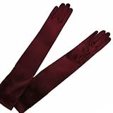 BURGUNDY SATIN 3/4 ARM ELBOW LENGTH GLOVES