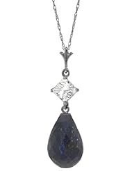 14K White Gold Sapphire Necklace with White Topaz Accent