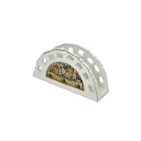 14cm White Ceramic Napkin Holder with Old City and Jerusalem in Russian