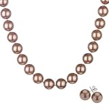 Chocolate Shell Pearl Necklace and Earrings
