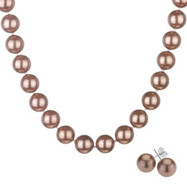 Chocolate Shell Pearl Necklace and Earrings
