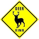 DEER CROSSING sign * street animal hunt buck