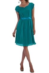 Charmeuse/Chiffon Belted Short Homecoming Dress/Bridesmaid Dress/Party Dress 