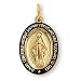 Gold Plated Miraculous Medal with Black Inlay and 24-inch Chain