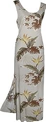 Waimea - Hawaiian Long Tank Dress in Taupe and Coral