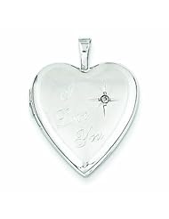 Genuine 14K White Gold 20mm White Gold I Love You With Diamond Heart Locket 2 Grams Of Gold 100% Satisfaction Guaranteed.