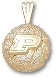 Purdue Boilermakers Solid 10K Gold ''P'' Basketball Pendant