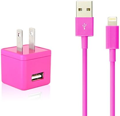Eaglewood (TM) Universal USB AC Wall Charger with a Free USB to 8 Pin 3 Feet/1M Charging&amp;Sync Cable Cord (Hot Pink)