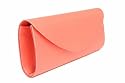 Coral pink slim long satin clutch bag handbag with magnetic snap closure