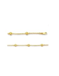 14k Real Yellow Gold Puffed Heart Love Ankle Anklet Bracelet 10"