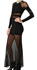 Sexy Striped Print Mesh Polyester Long Sleeves Club Dress/Party Dress 