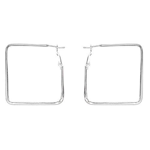 Sterling Silver Large Square Clutchelss Hoop Earrings