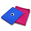 APPLE IPAD 3 PC EXECUTIVE ACCESSORY PACK - BLUE FROSTED GEL CASE,  SCREEN PROTECTOR, PINK POUCH PART OF THE QUBITS ACCESSORIES RANGE