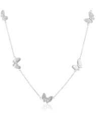 Sterling Silver Crystal Butterfly Station Necklace, 26"