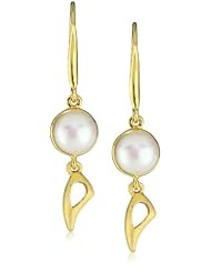TARA Pearls Sterling Silver 18k Yellow Gold Plated Freshwater 8x9mm Pearl Earrings
