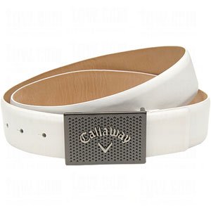 Callaway logo plaque leather belt white 40w
