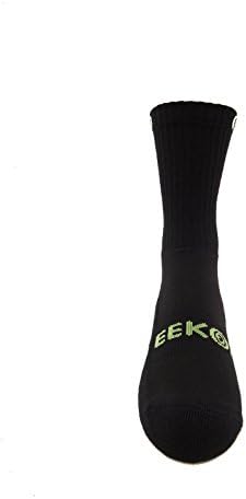 EEKOE Sport/Athletic Series 100% Organic 3/4 Crew Bamboo Socks - Made in USA - Black - Small