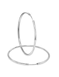 14K White Gold High Polish 2.2mm Thick & 55.30mm Diameter Hoop Earrings